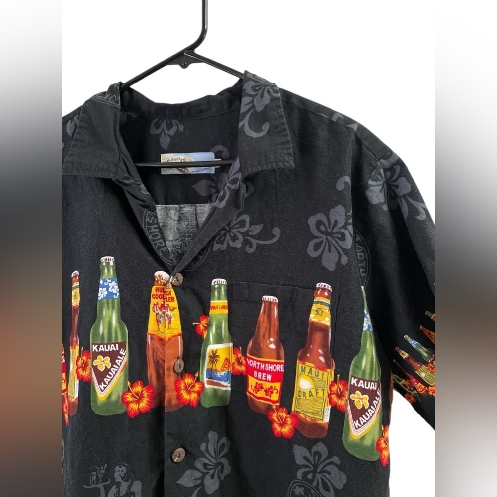 High surf Hawaiian beer short sleeve casual button down shirt - Picture 2 of 5